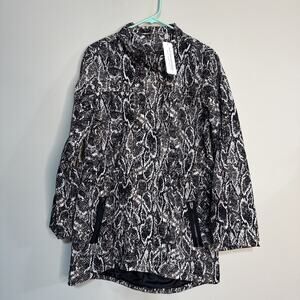 Soft Surroundings Viper Print Nylon Zip Front Windbreaker Jacket Size‎ M New